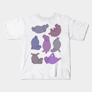 Hippo Workout - purple and grey Kids T-Shirt